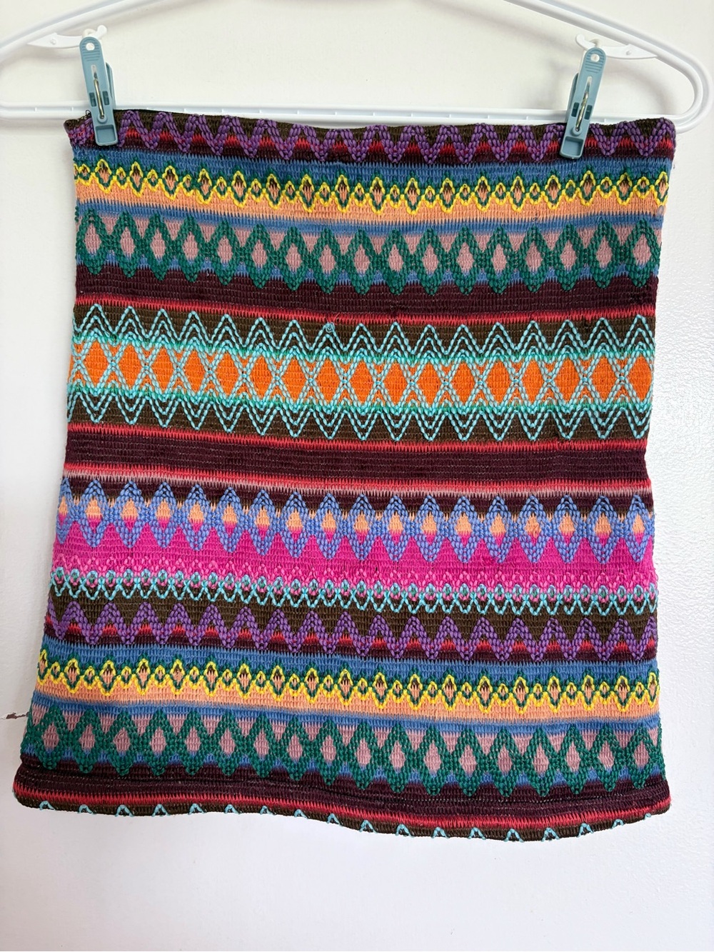 Multicolor Patterned Knit Tube Skirt